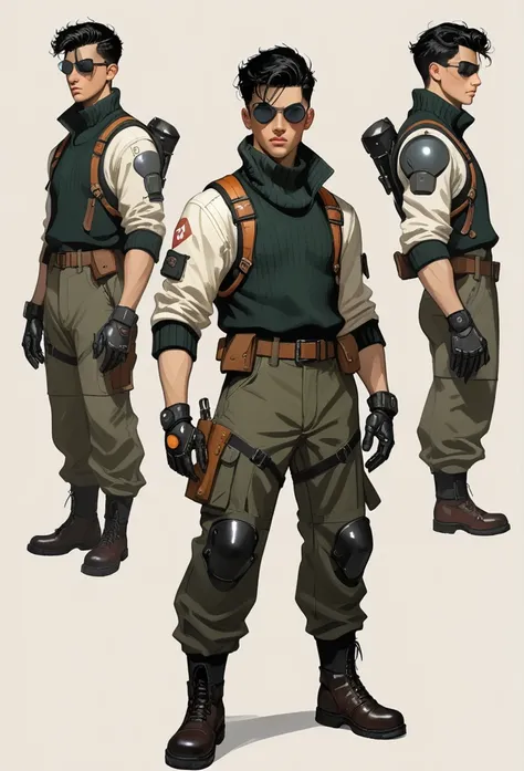 score_9, score_8_up, score_7_up,BREAK
 conceptart,1boy, solo, portrait of a young man, sunken eyes, handsome, straps, bomber jacket, turtleneck sweater, black cargo pants, armpit holster, makeshift pauldrons, makeshift greaves, dieselpunk technology, magic...