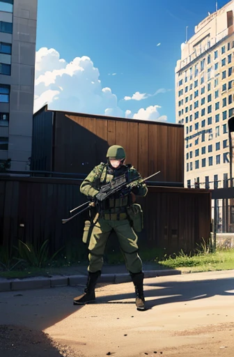 swat,battle field,holding_weapon,masterpiece,best quality,super fine illustration,building,detailed background,