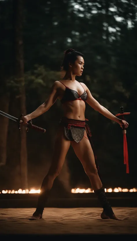 Samurai Swordsman　woman　In underwear　Full body sexy underwear　Full body sexy