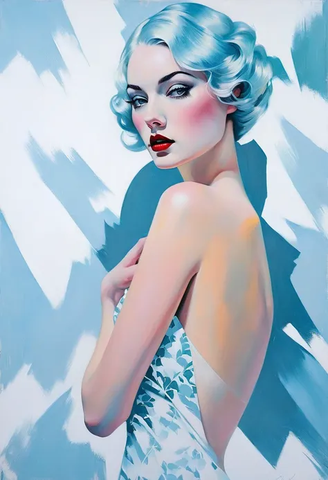 chiaroscuro technique on sensual illustration of an elegant woman, vintage beauty, eerie, very matte painting, by Hannah Dale, by Harumi Hironaka, extremely soft colors, vibrant, highly detailed, malcolm liepke painting, oil on canvas, high contrast, drama...