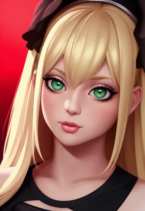 Woman Blonde Hair、Green Eyes、Pink bat、Black top, Realistic art style, Painting a portrait of Ross, Art Germ Portraits, アニメのRealistic art style, 4K Realistic Digital Art, 4K Realistic Digital Art, 8K Art Germany Bokeh, deviantart artstation cgscosiety, artg...