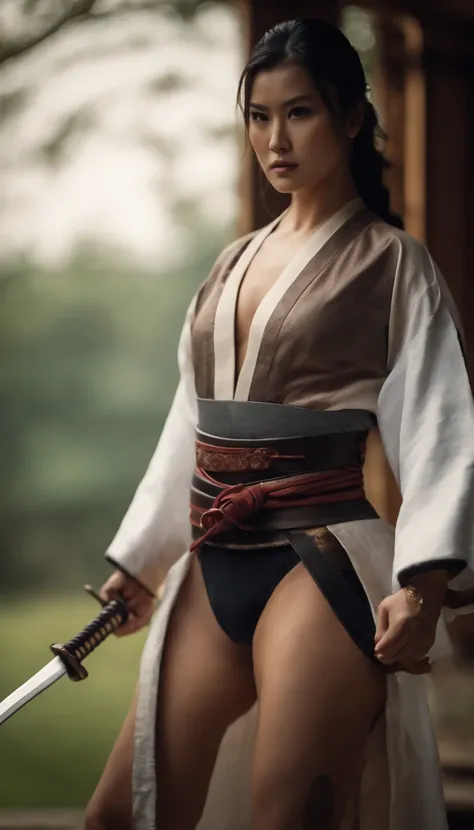 Samurai Swordsman　woman　In underwear　Full body sexy underwear　Full body sexy