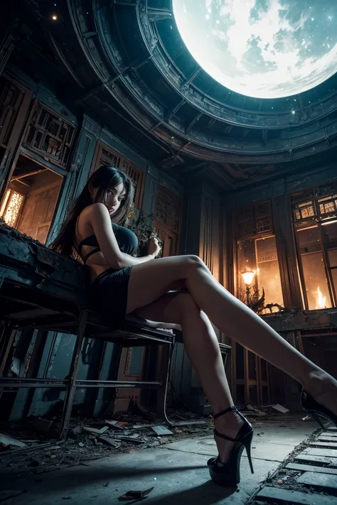 close up, surreal architecture, surreal abandoned buildings, Abandoned flying future city,he fell into disrepair，inside，Armageddon，dilapidated building，Buildings covered in plants.，Chinese style buildings.
REST An ultra hot beauty (European) women, 23 year...