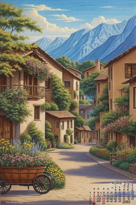 calendar art drawing of weavers village