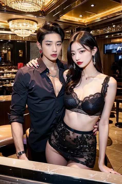 SFW, Highest Quality, realistic, Masterpiece, night club, KTV room, crazy party, sexual entertainment, korea, noisy, unkempt, lewd, erotic, Korean men, The men are rich tycoons, Men enjoy drinking and entertainment as ladies in entertainment establishments...