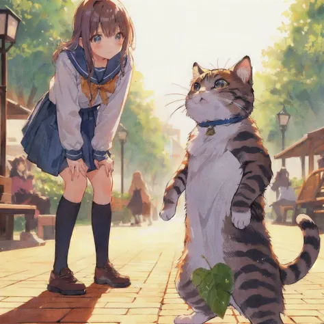 股間にleafを貼り付けた猫と怪訝な顔の女性のアニメ画像, leaf,Cute cat anime visuals, Anime Cat, Anime Catgirl, realistic Anime Cat, very beautiful Anime Cat girl, todays featured Anime stills, cute Anime Catgirl, beautiful Anime Catgirl, Anime stills, 80s anime style,Cute girl anim...