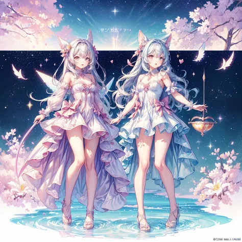 1girl,(((Highest quality、Masterpiece、Official Art、The best dynamic composition、Super detailed、Perfect Anatomy)))、Anime Style、kawaii tech, cupid tech,Star Fairy、Giant cute magic wand、pastel colour、