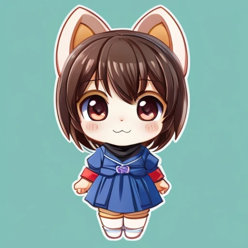 a very cute and beautiful chibi anime girl, simple flat background, full body, standing, highly detailed face and eyes, clearly ...