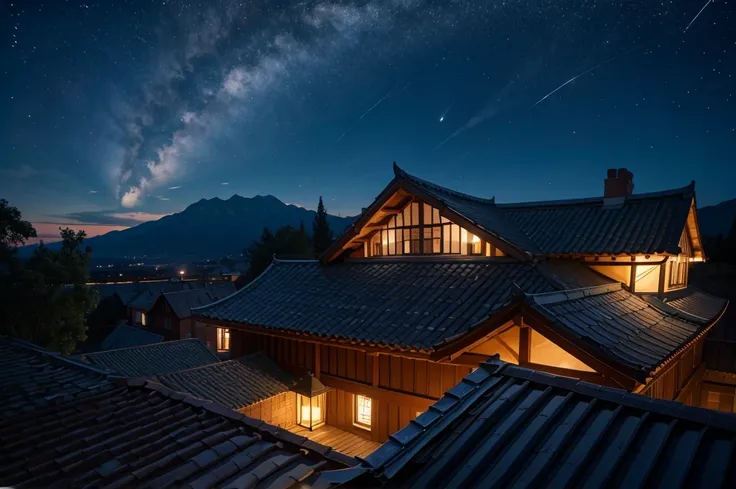 a big roof，Night view