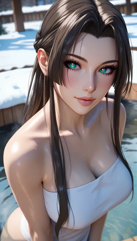 8_High above,
[ibuki satsuki:with father],  standing alone, mature woman, cute, light skinned woman, hair between the eyes, Leprechaun, hot springs, Outdoor bath, vapour, really short hair, teal eyes, mascara, dark brown hair, lips, the night, side locks, ...