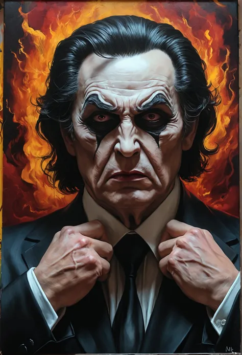 painting of the year (masterpiece) (4k) ((the man of evil)) (every accusation is a confession) (one body two faces)