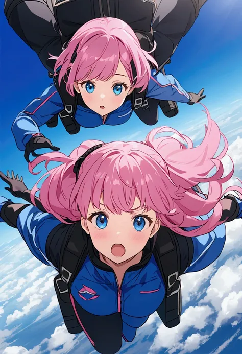 sky diving、fall、Girl with pink hair、Blue Rebellion、Girl with pink hair、blue eyes、Twin Drill、A scene from a movieい目、Twin Drill、A scene from a movie