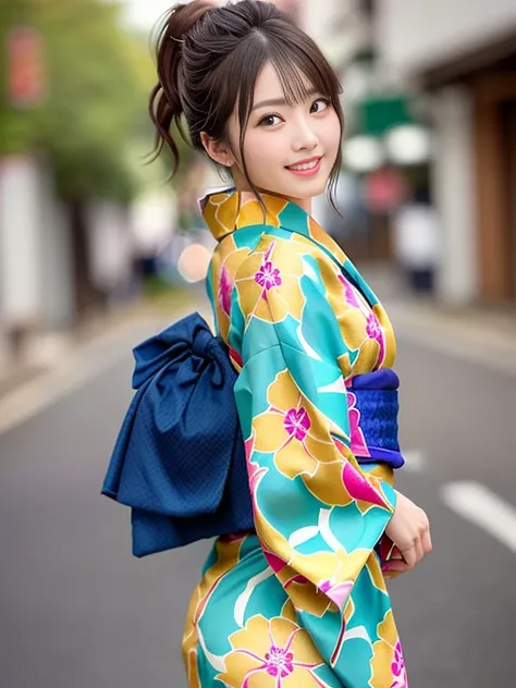 Photo-realistic quality、araffe dressed in a kimono standing on a path, wearing a kimono, wearing kimono, 色鮮やかなkimonoを着て, in kimono, japanese kimono, in a kimono, Japanese women, Young Japanese girl, kimono, Japanese style,, elegant Japanese women, wearing ...