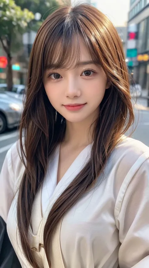 (8k,masterpiece, RAW photo,best quality:1.4),(photo realistic:1.2),(extremely detailed face),(shiny skin),(detailed skin),(detailed face),(extremely beautiful face),1girl,looking at viewer,Japanese idle(actress), brown hair,medium hair,straight hair,asymme...