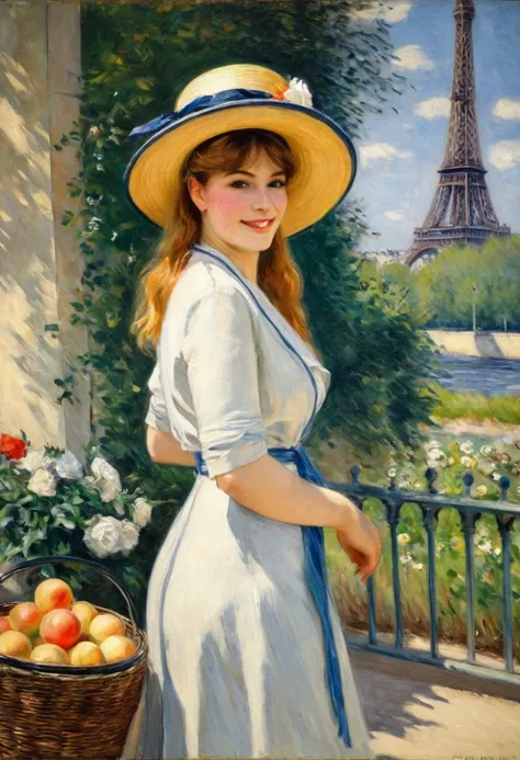 a peinture of paris in early 1913 under the sun during the impressionist era, a realistic peinture like the impressionist master...