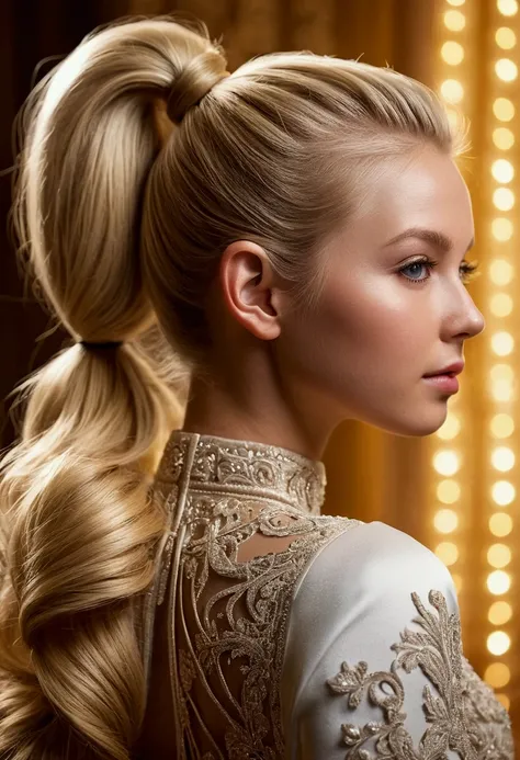 girl blonde hair and ponytail