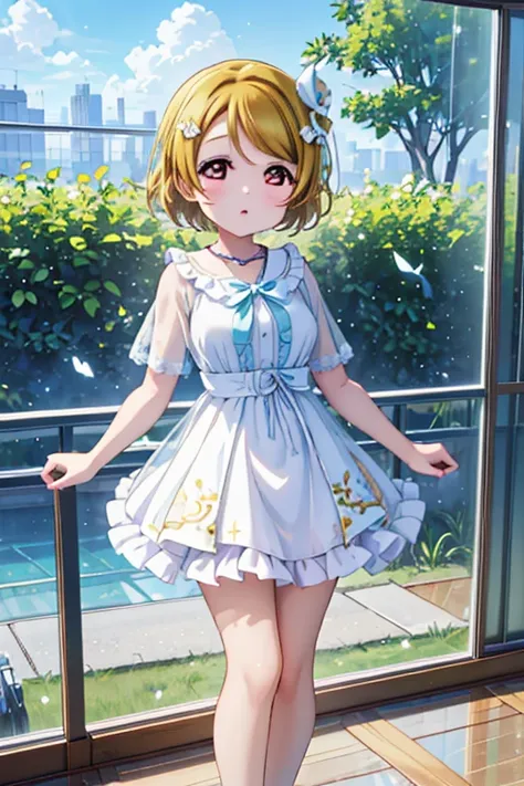 (Highest quality、Masterpiece ∶1.2)、One Girl、alone、anime、animeScreencap、Ray Tracing、Global Illumination、ultra hi resolution picture、Bright colors、Depth of written boundary、Outdoor、whole body、cute、Hanayo Koizumi