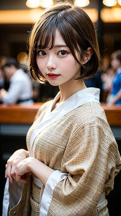 (8k, RAW Photos:1.2), Detailed face and eyes,最high quality, Ultra-high resolution, Very detailed ,Intricate details ,Tabletop ,pretty girl , Soft cinematic light, Hyper Detail,Sharp focus, high quality, Blonde, Bobcut, yukata