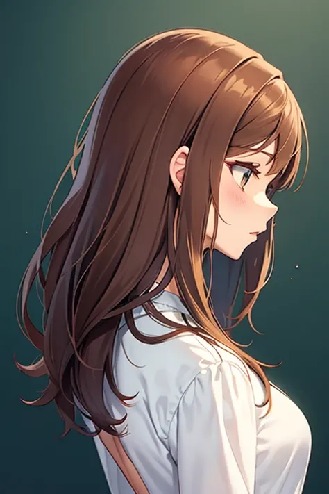 woman　Back view　Brown Hair　straight　cute　tall　Illustration
