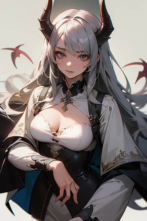 masterpiece, Highest quality, High detail, Very detailed, Anatomically correct, One woman in her 20s, Gray Hair, Long Hair, Devil&#39;s Eye, Get angry, Blood,Chinese character