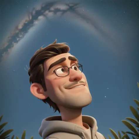 A man  looking up at the stars 