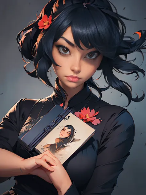 a painting of a woman in a black dress holding a book, by Russell Dongjun Lu, artwork in the style of guweiz, guweiz on artstation pixiv, guweiz on pixiv artstation, 🌺 cgsociety, by Yanjun Cheng, guweiz masterpiece, gothic princess portrait, cgsociety 4k”,...