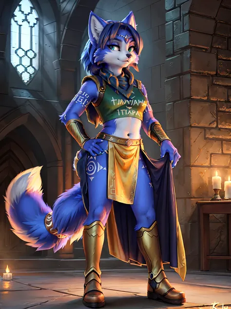 A beautiful and detailed (sweet picture) wa ((krystal)), Star Fox Krystal,  green eyes, medium breasts, (((Long blue hair 1.3))),  anthro, furry, (wa Fluff-Kevlar, Bayard Wu, personalize me, Pino Daeni),  detailed fluffy fur, detailed face, (fluffy), 1 gir...