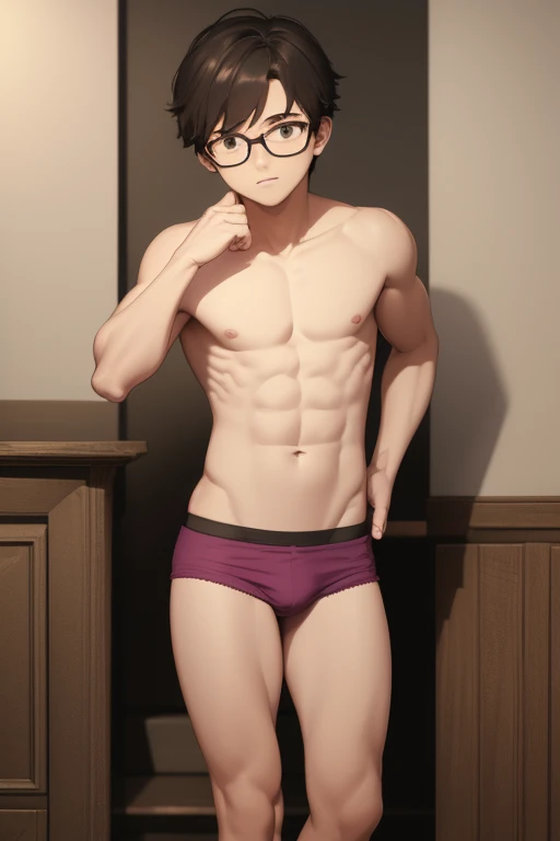 boy in underwear with glasses