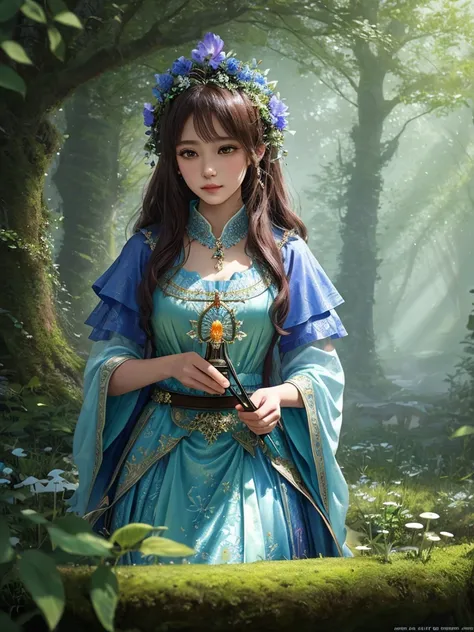 masterpiece, best quality, high quality,extremely detailed CG unity 8k wallpaper, An enchanting and dreamy scene of a fantasy forest, with towering trees, glowing mushrooms, and hidden fairy glens, creating a sense of mystique and enchantment, artstation, ...