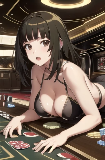 (masterpiece, Highest quality, detailed), One girl, alone, Nadeko 01, Medium Hair, Brown Hair, Brown eyes, bangs, blunt bangs, View your viewers,
Lux Tech, Money, Gorgeous, cyber punk, indoor, casino, chandelier, roulette, Poker Chips, おMoney, On all fours...