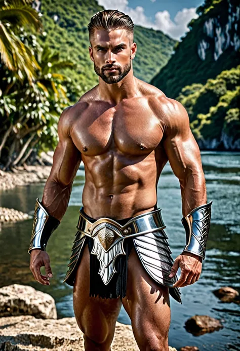  Atlas Gigachad gonzalo gubero muscular bobadilla with shakira face, handsome roman warrior ancient greek god Portrait of a handsome man, It maintains a full body balance. ultra-high resolution, photographic light, illustration by MSchiffer, fairy tale, hi...