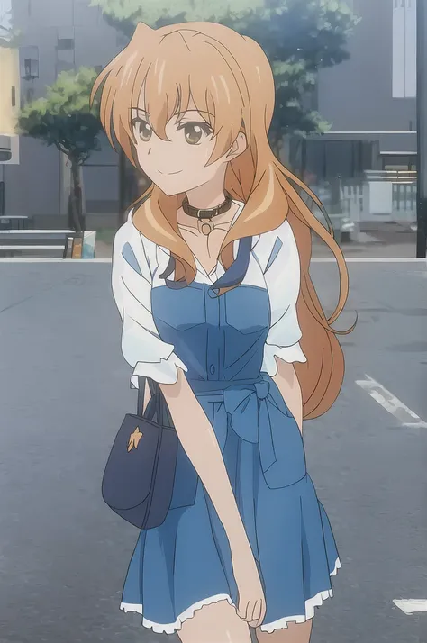 kouko, 1 girl, Alone, long_cabhelo, short_cabhelo, abcerada_boca, Brown_cabhelo, dress_blue_ciheo, Brown_eyes, jewelry, aboveper_body, braid, outdoor, collar_blue_ciheo, orange_cabhelo, alternate_cabhelostyle, during, cabhelo_above, smiling, look_toward_he...