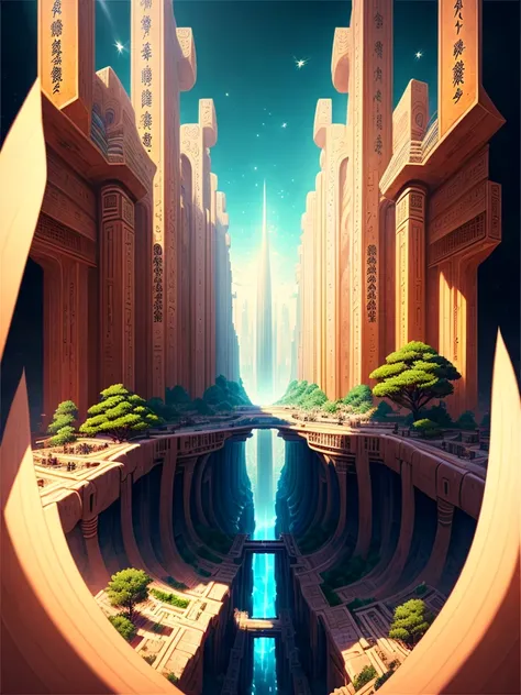 Best Quality，8k，Huge underground city，Underground Labyrinth，Anime Art，mysterious，universe，Super huge structure，Super huge torii，Multidimensional，A world beyond imagination，High Dimension，Fantasy，future，Different space，Nature，romantic，universe，A world beyon...