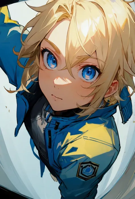 male, Blonde Hair, Blue eyes, Jump Jacket