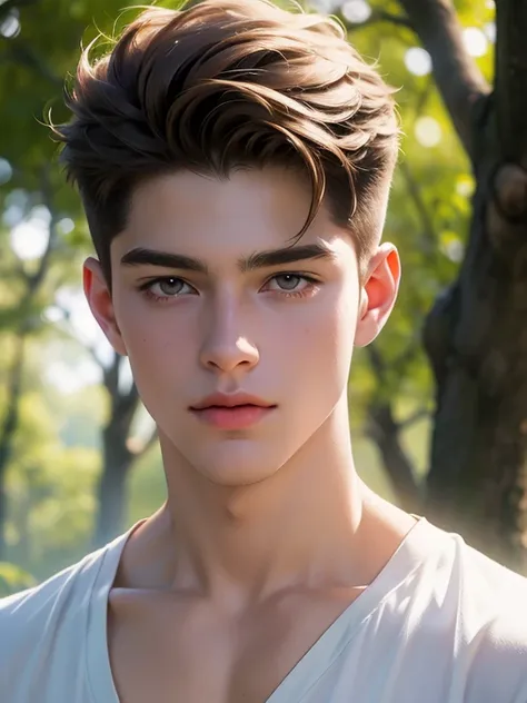 handsome man 22 years old.. short golden hair. his style is fantasy and realism.. the goal was to create a realistic and beautif...