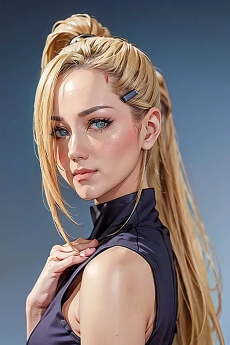 （（（yamanaka_ino，1girl, blonde hair, hair ornament, green eyes, ponytail, hairclip, hair over one eye, ））），((masterpiece)),high resolution, ((Best quality at best))，masterpiece，quality，Best quality，（（（ Exquisite facial features，looking at the audience,There...