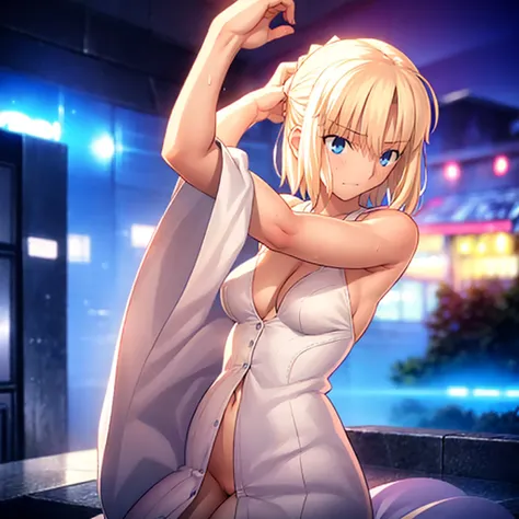 High resolution, 最high resolution,high resolution,{Things to know_f de stay night ufotable:1.15}, Rubio_ Best Quality, masterpiece, フルnude,Sweatだく,Blushing,smile,Armpitアップ,Sweat,Armpitを広げて見せている,bed,Moist,Blonde,whole body,pubic hairあり,Love juice,Armpit,sid...