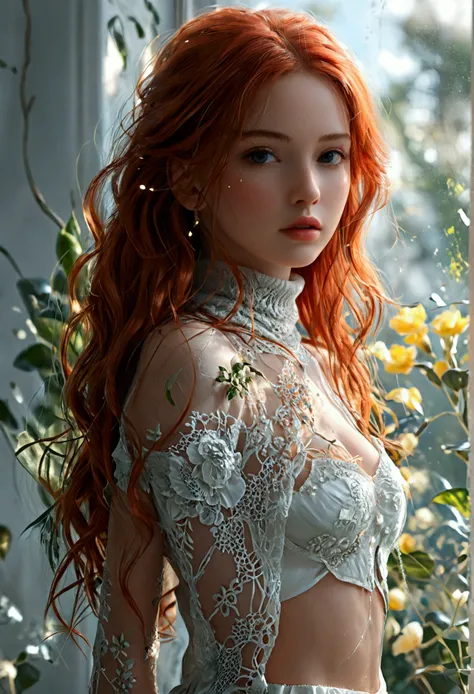 (full body shot:1.7) photorealistic image of a (standing pose:1.3) woman, ultra realistic, photography, long red hair, girl, 24 years old, hourglass figure, perfect body, natural medium breasts, 1girl,sexy pose,best quality,masterpiece,illustration,an extr...