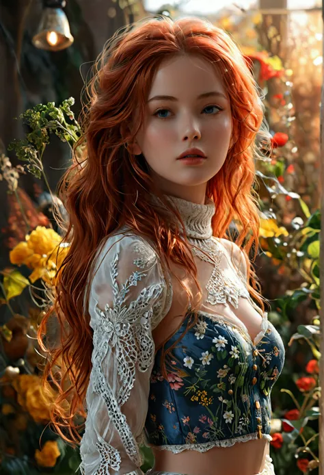 (full body shot:1.7) photorealistic image of a (standing pose:1.3) woman, ultra realistic, photography, long red hair, girl, 24 years old, hourglass figure, perfect body, natural medium breasts, 1girl,sexy pose,best quality,masterpiece,illustration,an extr...