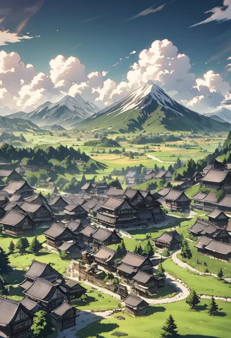 Hidden ninja village behind mountain 