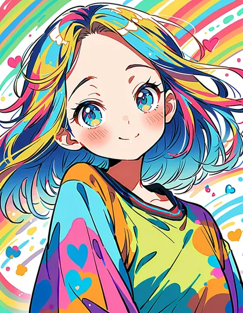 手でハートを作る、涼しい服を着る、A big smile、rainbow、Mika Pikazo Style、The most beautiful girl of all time、Lips in Love、Colorful flowers、colorful hearts, Simple line initials、Abstract art、Urban Background