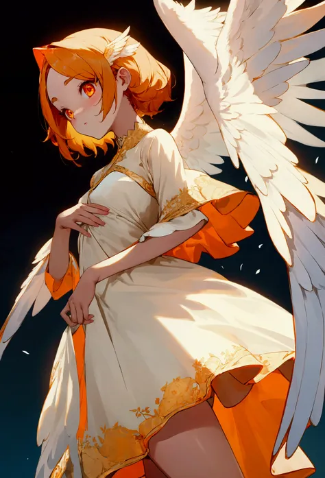 Female Adult, Angel Wings, Dress, Orange eyes