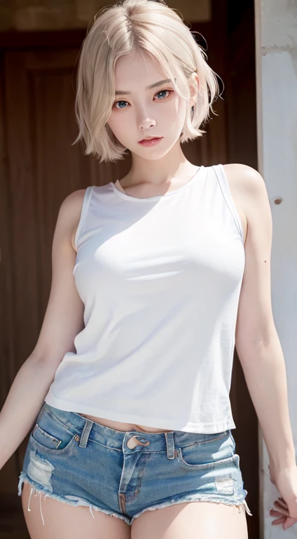 ((((masterpiece, best quality, high resolution)))), Very detailed的8k, Beautiful girl with sexy body, (ultra high definition, Super detailed, Very detailed, Highly realistic, surreal, Shoot real), (1 girl:1.5), (realistic white hair), short curly hair, Bob ...