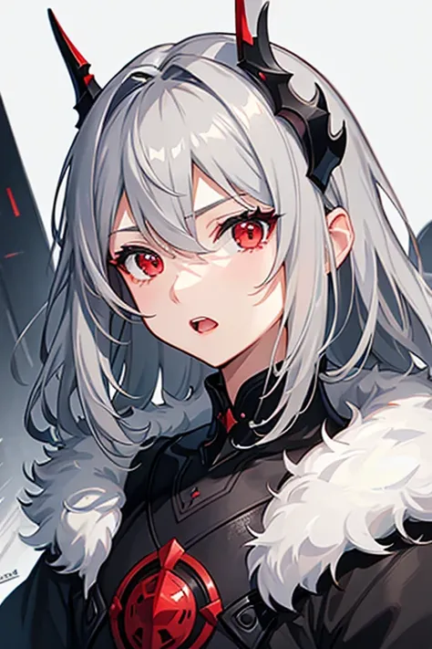 High resolution, detail, 高いdetail, Shortcuts, Gray Hair, Grey Hair, Silver Hair, chest, Open your mouth, Red eyes, Multiview, accessories, Illustration, Anime Style, Character Design, 