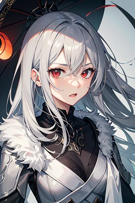 High resolution, detail, 高いdetail, Shortcuts, Gray Hair, Grey Hair, Silver Hair, chest, Open your mouth, Red eyes, Multiview, accessories, Illustration, Anime Style, Character Design, 