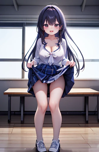 15-year-old student、Two Girls、Alongside、masterpiece、Best image quality、Cute casual clothes、Cleavage、Futomo、mini skirt、Laughter、High resolution、,Perfect Anatomy、Five fingers、8ｋ、Lift up your skirt