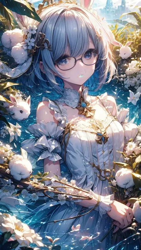 A dreamlike world、Pale Light、Glasses、Bob Hair、Bangedium chest right hair clip、White Bunny Girl