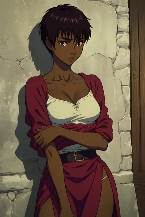 (best quality:1.3),  (masterpiece:1.3)   1girl, casca, dark skin,