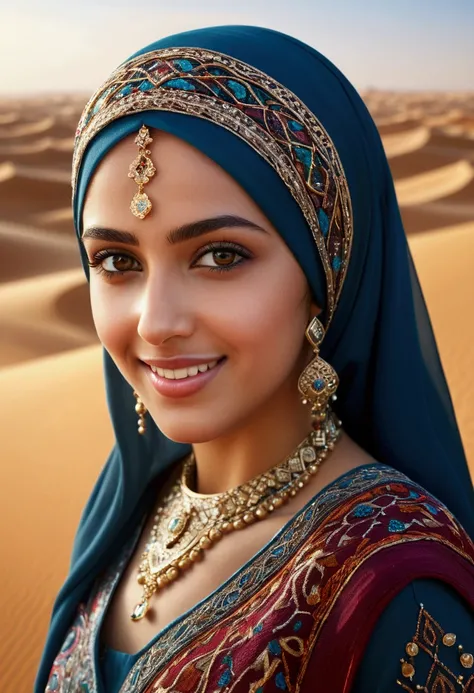 (best quality,4k,8k,highres,masterpiece:1.2),ultra-detailed,(realistic,photorealistic,photo-realistic:1.37),arab girl in arab dresses,ornate and vibrant patterns,expressive eyes and captivating smile,traditional headscarf and jewelry,flowing and intricate ...