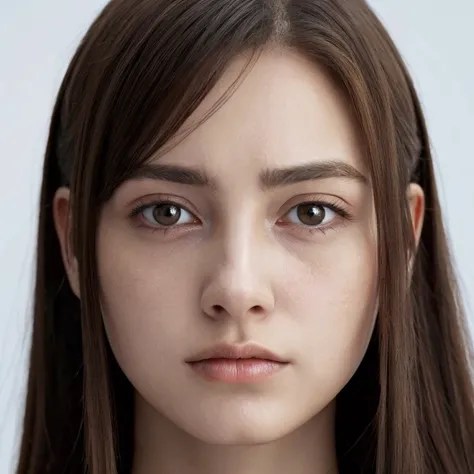 young woman, sad eyes, European facial features